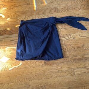 Dark blue linen wrap skirt
